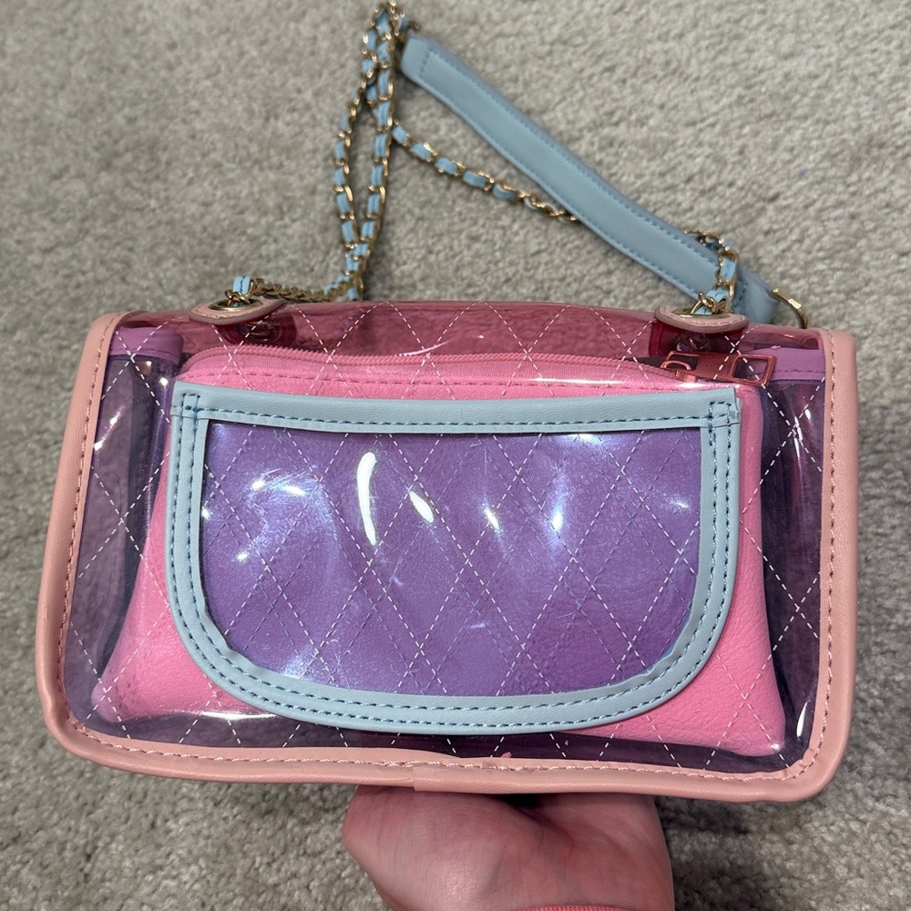 Amazon multi color PVC turn lock shoulder bag - Picture 3 of 3